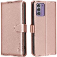Mobile Phone Accessories GANGXUN Gold Flip Case for Nokia G42 Magnetic Rfid Blocking Card Holder