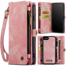 Mobile Phone Accessories GANGXUN Pink Case for iPhone 7/8 TPU PC Handmade Leather Zipper