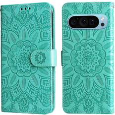 Google Pixel 9 Pro Wallet Cases GANGXUN Green Case for Google Pixel 9 Pro Leather Flip Card Slots Protective Cover