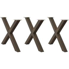 vidaXL Spisebordsben X-formet 3 stk naturstål 90x(72-73) cm stål Bordben 90cm