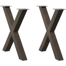 vidaXL Matbordsben X-formad 2 st Naturstål 70x(72-73) cm Stål Bordsben 70cm