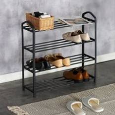 Home Source 5 Tier Metal Plastic Storage Shoe Rack