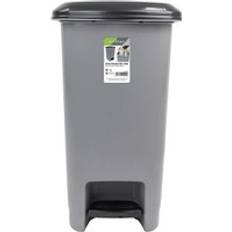 JVL Slim Plastic Lidded Foot Pedal Waste Bin 40L Grey