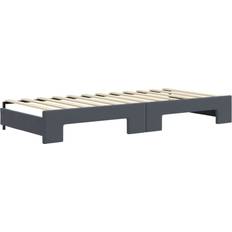 Inbyggda förvaringar Sängar vidaXL Tagesbett Ausziehbar mit Schubladen Dunkelgrau 90x200 cm Samt