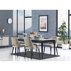 Tischgruppen AEA Esstisch Essgruppe Polsterstühle Tisch 4 x Lehnstuhl Esszimmer Set Tischgruppe