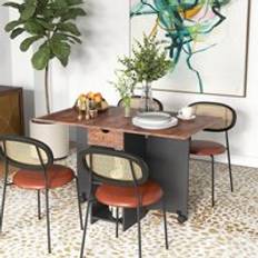 One meal Homcom Foldable Drop Leaf Table with Storage One Size Dining Table