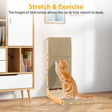 L-Shaped Cat Scratching Board with Bell Toy