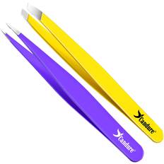 Tweezers Candure Tweezers Slanted Pointed Tip Eyebrow Tweezer Set - Stainless Steel