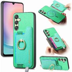 GANGXUN Green Case Compatible With Samsung Galaxy A24 Magnetic Ring Stand Holder Wallet Magsafe