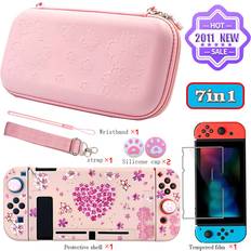 Sakura Pink Portable Storage Bag for Nintendo Switch 7IN1