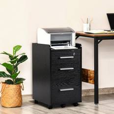 Black Storage Cabinets Homcom 3 Drawer Mobile Filing Storage Cabinet