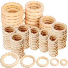 Tlily 120 Pcs Natural Wood Rings Set