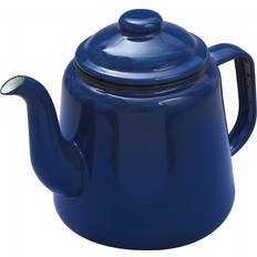 VG Enamel with Handle and Lid 1.3L Traditional Flat Base Blue