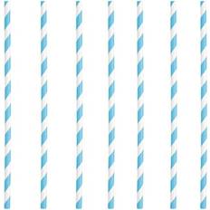 Paper Straws Unique Party Powder Blue Striped Eco-Friendly Paper Straws Pack Of 10