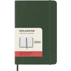 Moleskine Daily Agenda 12 Months 2024 Size Pocket 9x14 Soft Cover and Elastic Closure Colour Myrtle Green