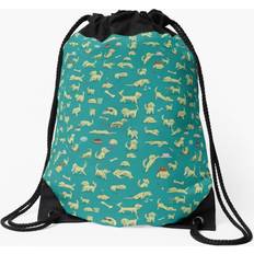 Turquoise Gymsacks Famgem Drawstring Bag - Turquoise Dog Cockapoo Pattern