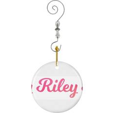 Pink Christmas Tree Ornaments Famgem Riley Girls Name Pink Watercolor Type-8021 Ornaments Ceramic Charm Christmas Tree Ornament