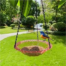 Flemye Hanging Bird Bath Feeder Pink