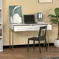 Modern Hallway White Slim Table With 2 Drawers