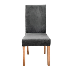 Velvet Loose Chair Covers HOD Home Dark Grey Velvet Plush Stretch Slipcover Loose Chair Cover