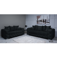 Snooze Online Velvet Ashton Scatter Black Sofa 207cm 2pcs 2 Seater, 3 Seater