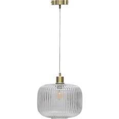 Batley Large Clear Ribbed Glass with Satin Brass Fitting - Gold