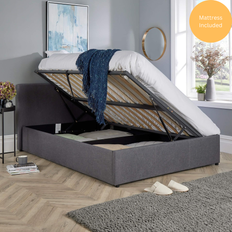 Home Source Ottoman Side Lift Storage With Mattress Double 4ft6 Frame Bed