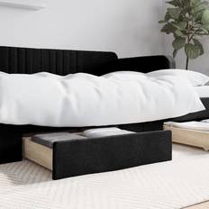 Beds & Mattresses vidaXL Drawers 2 Pcs Black Engineered Wood Fabric Frame Bed