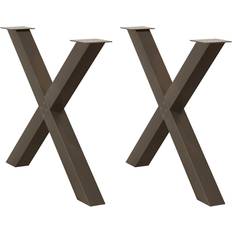 vidaXL Matbordsben X-formad 2 st Naturstål 90x(72-73) cm Stål Bordsben