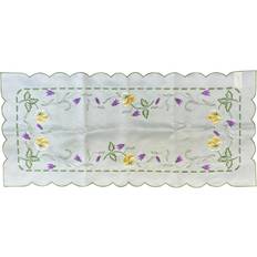 Yellow Tablecloths Emma Barclay Spring Floral Embroidered Runner 16 x 36 in Tablecloth Purple, Yellow