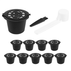 Black Coffee Filters Torribaly 10 Pcs Coffee Capsule Filters for with Spoon Brush Black