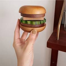 Wood Coasters BGHONE Creative Hamburger Shaped Wooden Coasters 6 Pieces Coaster