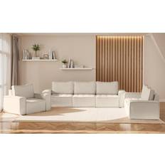 Fun-Möbel Modulsofa-Set 6-teilig SANDE 3-2-1 Stoff Alpine Beige Sofa 292cm