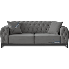 Snooze Online Grey Velvet Sofa 3 Seater