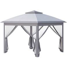 OutSunny Pavillon 3.3 x 3.3 m Wasserabweisend Winterfest Pop-up Faltpavillon mit Doppeldach