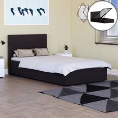 Lisbon Ottoman Bed Frame Faux Leather Storage Single Brown