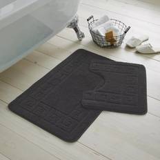 Shaggy Rugs UK Jacquard Greek Style Bath Mat Pedestal Set 2 Piece