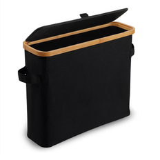 Torribaly Bamboo Toilet Paper Storage Stand with Bamboo Lid Black
