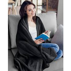Aspire Homeware Super King Blanket Fleece Throw Blankets Black