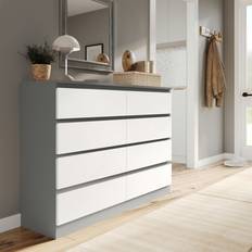 URBN Living Modern Wide Wooden 8 Drawers Chest of Drawer