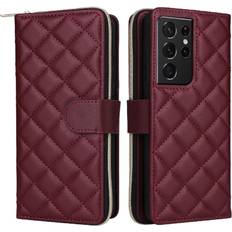 GANGXUN Red Wallet Case for Samsung Galaxy S21 Ultra 5G