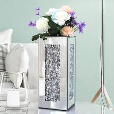 Jayogla Silver Crystal Crushed Diamond Mirrored 30 x 30 cm Vase