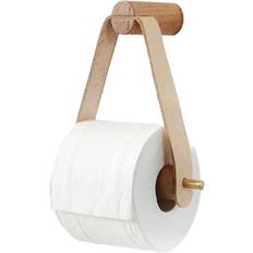 Beige Toilet Paper Holders Zeuxo Wood And Leather Wall Mounted Toilet Paper Holder