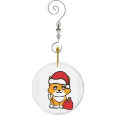 Orange Christmas Decorations Famgem Funny Orange Cat Is A Santa Claus 5381 Christmas Tree Ornament
