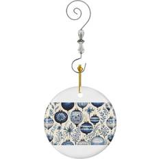 Famgem Vintage Chinoiserie Ornaments Ceramic with Crystal Hook Christmas Tree Ornament