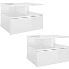 vidaXL Svävande 2 St Vit Högglans 40 x 31 x 27 cm Sängbord