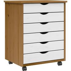 Brown - Pines Storage Cabinets vidaXL Rolling with Drawers Moss Honey Brown Storage Cabinet