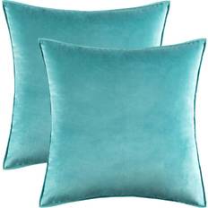 Ancoree Pack of 2 Solid Color Velvet Throw Pillow Cushion Cover Green
