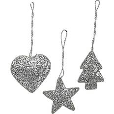 Silver Christmas Tree Ornaments Carousel Home Set Of 3 Silver Bead Hanging Decorations 3-piece Christmas Tree Ornament