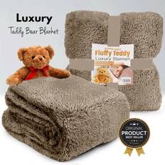 Shaggy Rugs UK Teddy Fleece Bear Blanket Large Throw Soft Warm - Cream Blankets Beige
